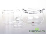 Чайник с железной ручкой # 7159, металл/огнеупорное стекло, 500 мл.
