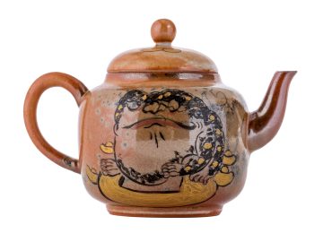 Чайник # 50081, дровяной обжиг/керамика/ручная роспись, 150 мл.